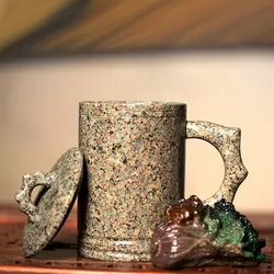 Chinese's Inner Mongolia Natural Maifan Stone Tea Cup, Personalized Stone Mug, Creative, 400ml