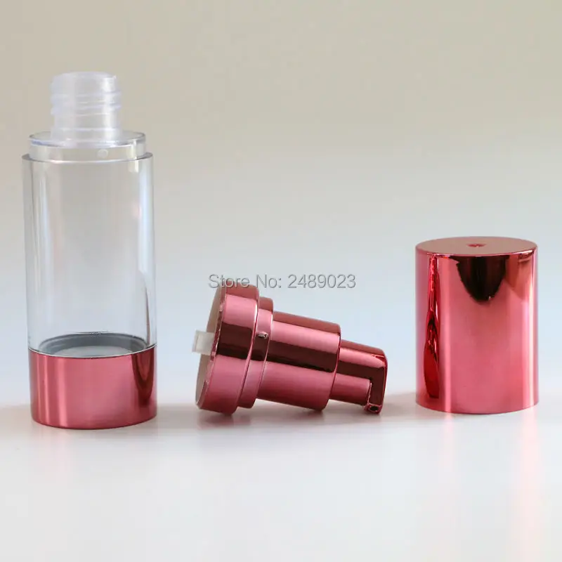 2 pcs/lot Makeup Tools Rose Red  Empty Cosmetic Containers Lotion Refillable Bottles 15ml/ 30ml/ 50ml Plastic Bottle Packaging