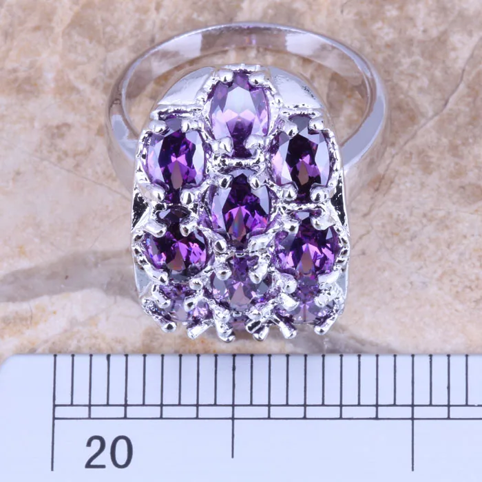 Wonderful Purple Cubic Zirconia Silver Plated  Women's Ring Size 6 / 7 / 8 / 9 R1276