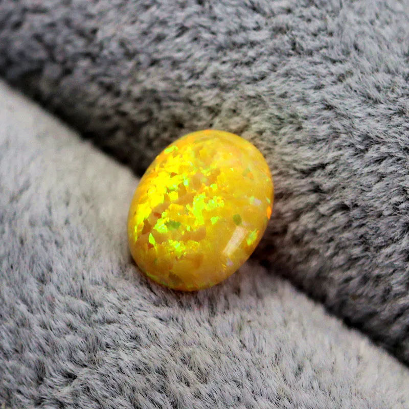 yellow opal stone loose beads gemstones oval shape flat base cabochon created gemstone for jewelry making DIY precious stones