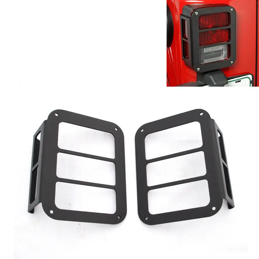 

BBQ@FUKA 2pcs Auto Car Black Rear Light Lamp Cover Taillight Guards Fit For JEEP Wrangler JK 07 -2015