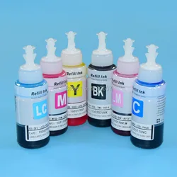 70ML Water-Based Dye Ink For Epson L800 L1800 L1300 L805 L801 L805 L850 1500W 1390 1400 P50 R270 R260 R390 R380 RX590 Printers