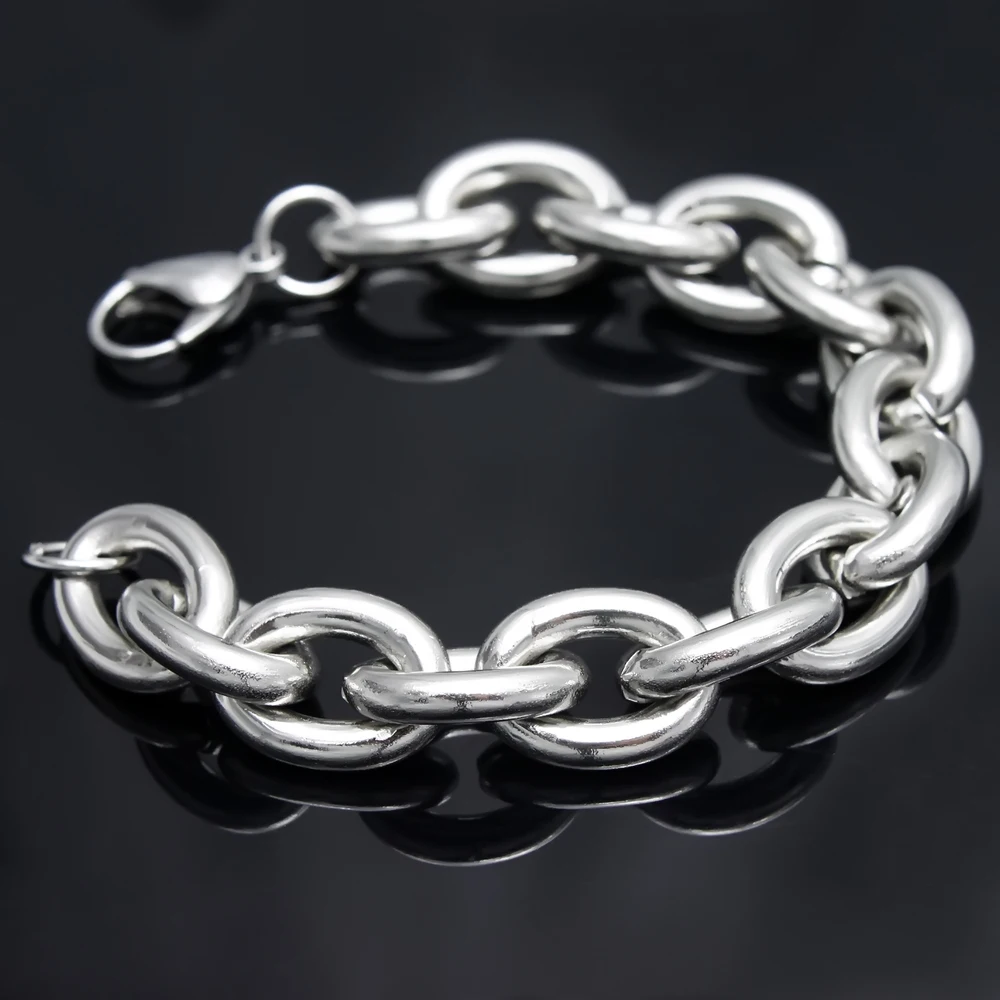 23cm*15mm 69.5g New Stainless Steel Silver color  Chains Bracelet Bangle For Men/ Boy, Lowest Price Best Quality