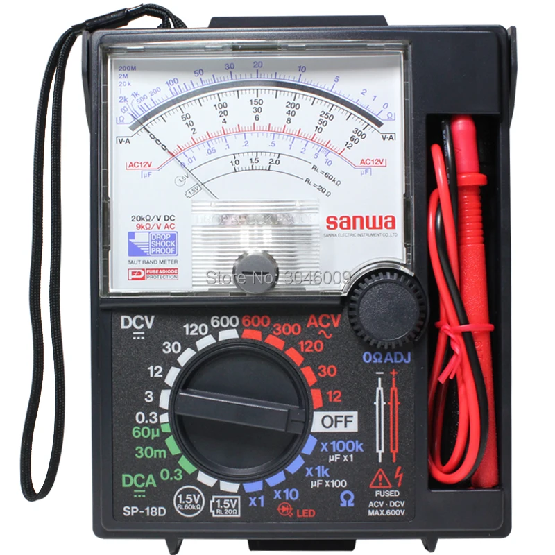 sanwa SP-18D Analog Multitesters, Multifunction/Multi-Range Pointer Multimeter Battery Check Resistance/Capacitance Measurement