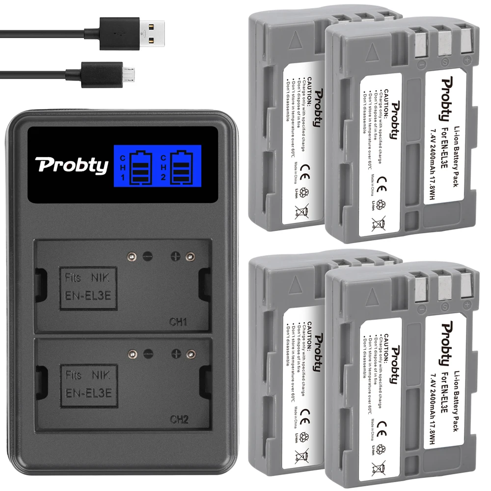 For NIKON EN EL3E EN EL3A EN-EL3e Battery + LCD Charger for Nikon D50 D70 D80 D90 D100 D200 D300S D700 D300S
