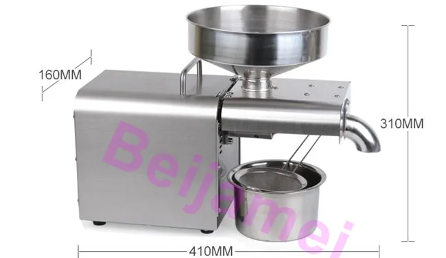 BEIJAMEI-máquina de prensado de aceite para el hogar, extractor de aceite de cacahuete comercial, de acero inoxidable, nuez/Perilla, 1500 V/220V, 110 W