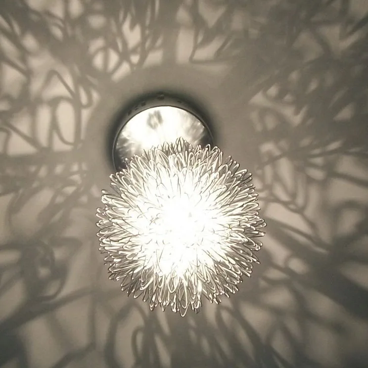 

Modern Aluminum Wire Thorn Ball Ceiling Light Contracted Hallway Gallery Glass Lampshade Ceiling Light