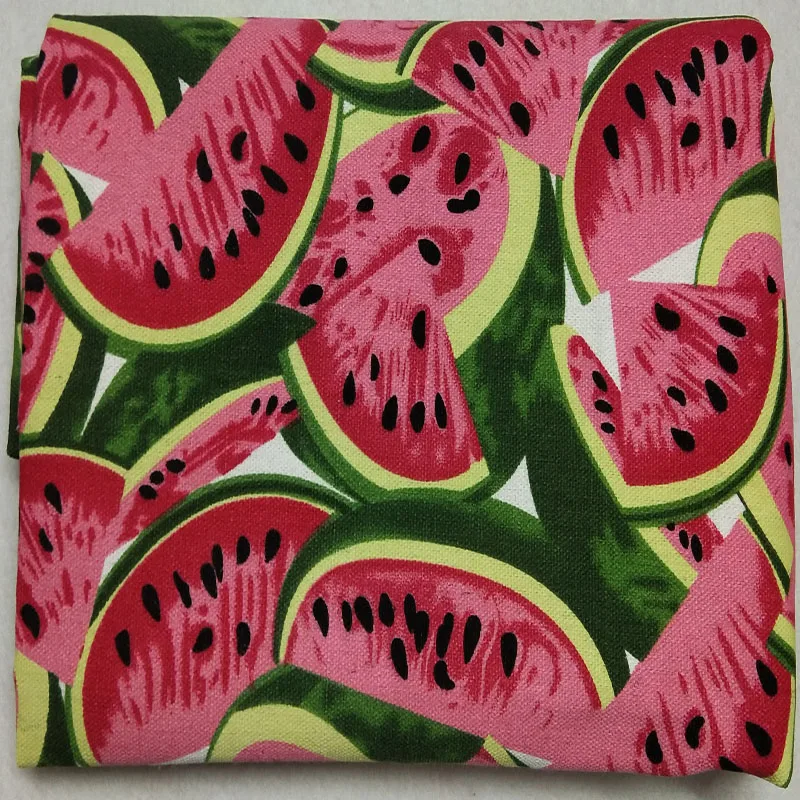 Thick & Tough Fresh Fruit Watermelon Printed Canvas Cotton Fabric 50x140cm Patchwork DIY Sewing tablecloth curtain pillow