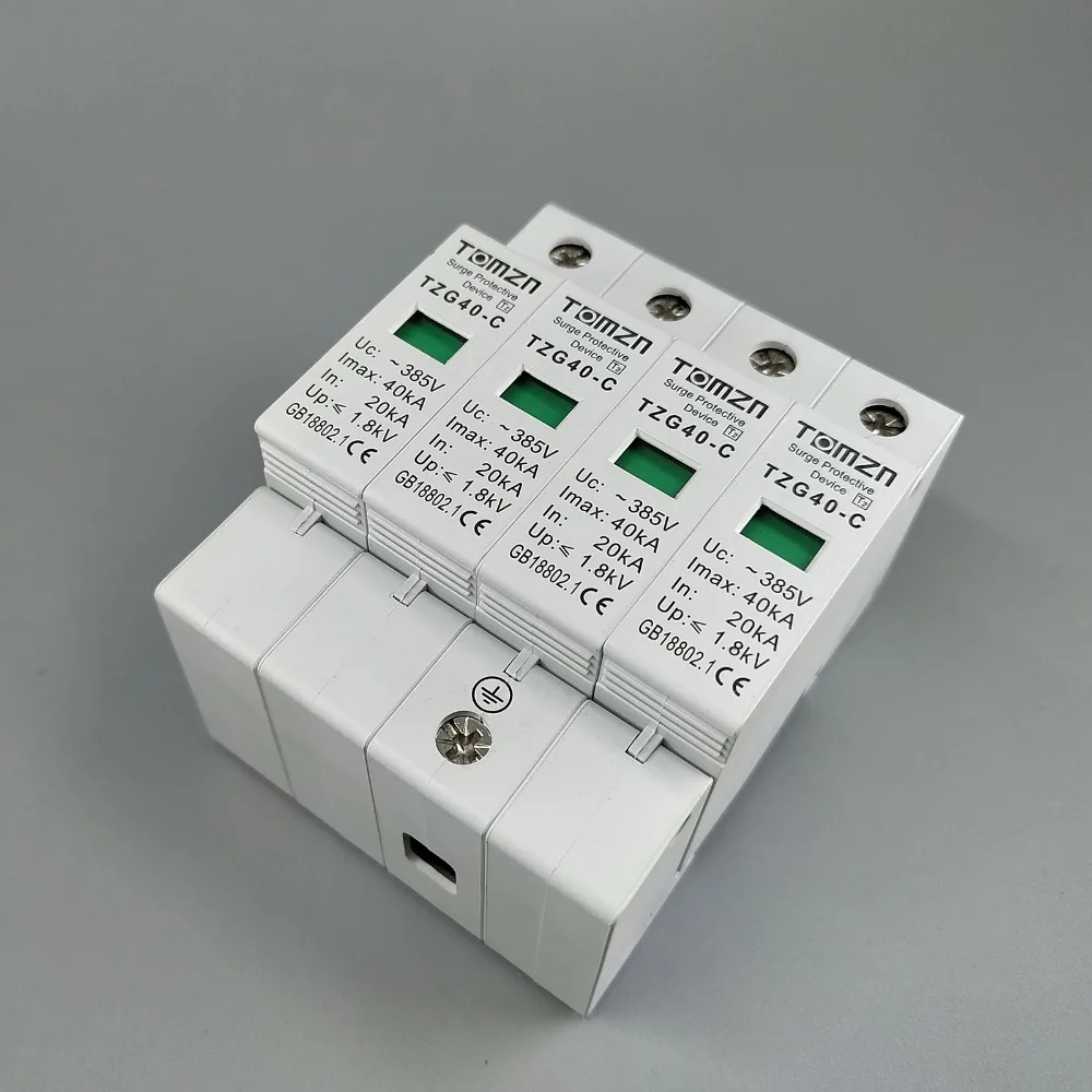 AC SPD 3P+N 20KA~40KA  C ~385V  House Surge Protector protection Protective Low-voltage  Arrester Device