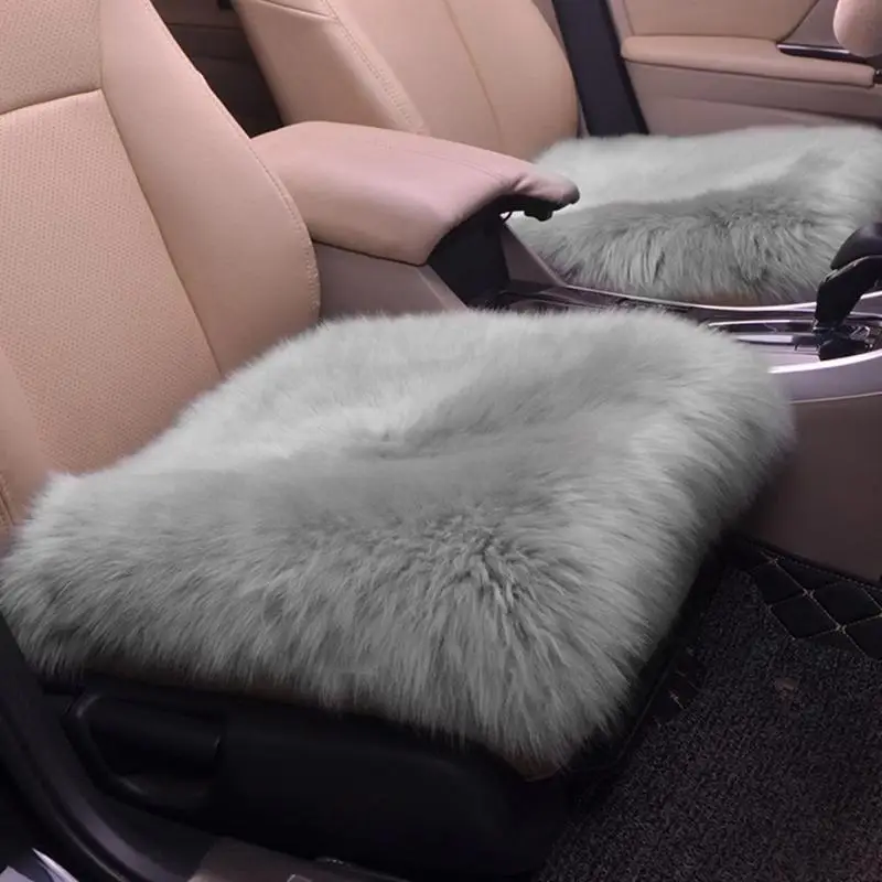 45*45cm Luxurious Authentic Soft Fluffy Wool Sheepskin Car Seat Cover for Automobile Interior Accessory Seat Cushion