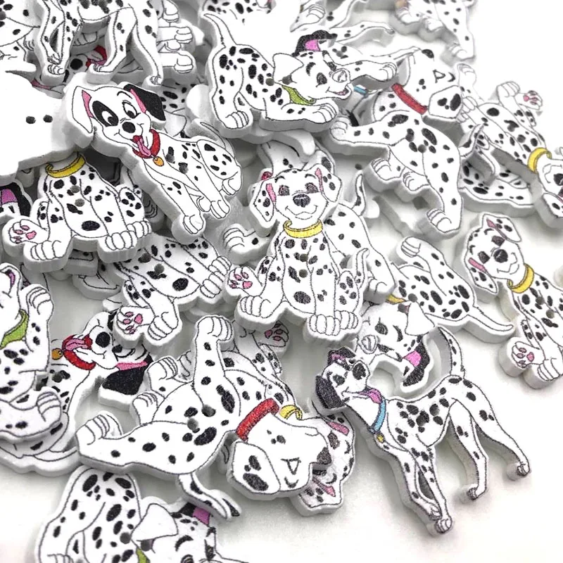 50pcs Mixed Spotted Dog Wooden Buttons Fit sewing Kid's Crafts Scrapbooking WB410