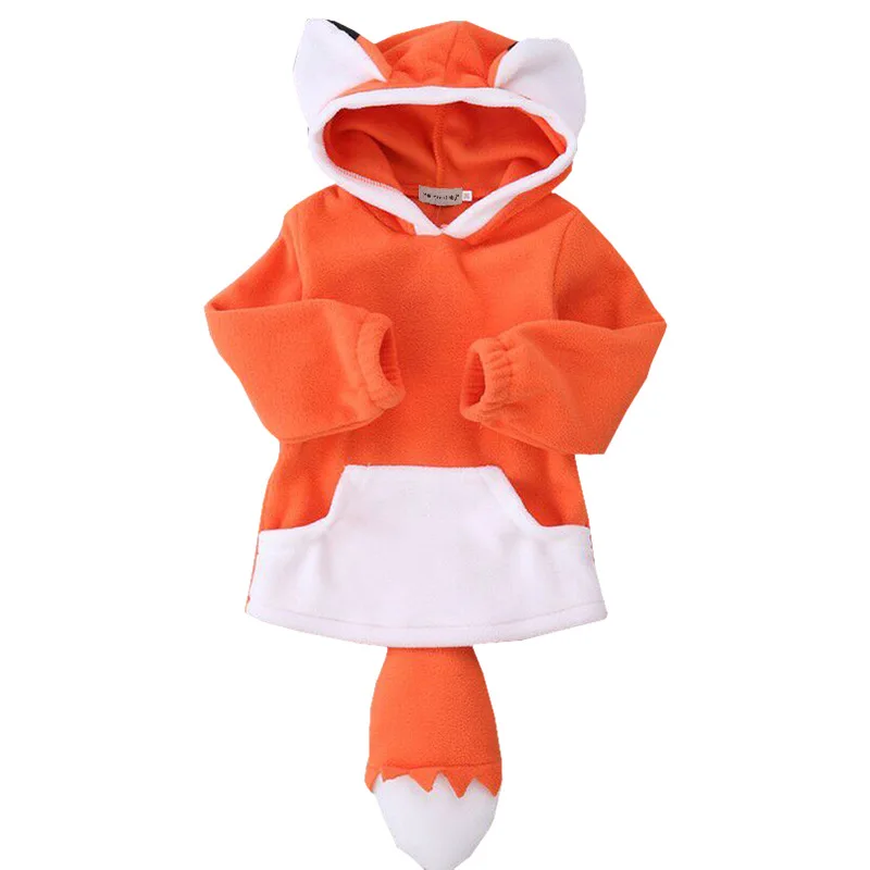 Infant and Toddler Kids Fashon Cartoon Fox fleece Children\'s Autumn fashion top with Hoodies Pocket Girls boys fashion Top TP072