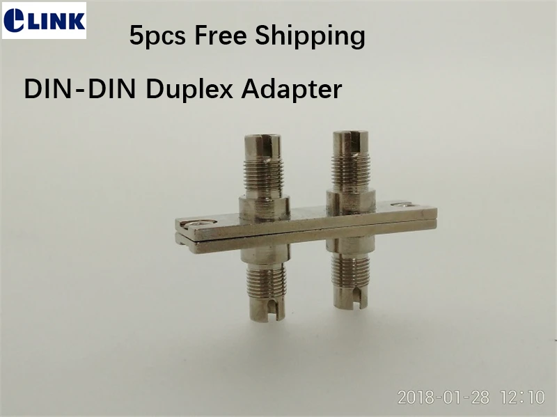 DIN-DIN duplex fiber adaper metal housing silver optical fiber DIN coupler ftth dx connector SM MM free shipping ELINK 5 pcs