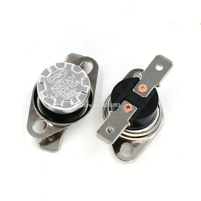 2PCS Normally Open KSD301 10A 250V 40-135 degree Bakelite KSD-301 Temperature Switch Thermostat Sensor 50 60 65 70 75 80 90 100