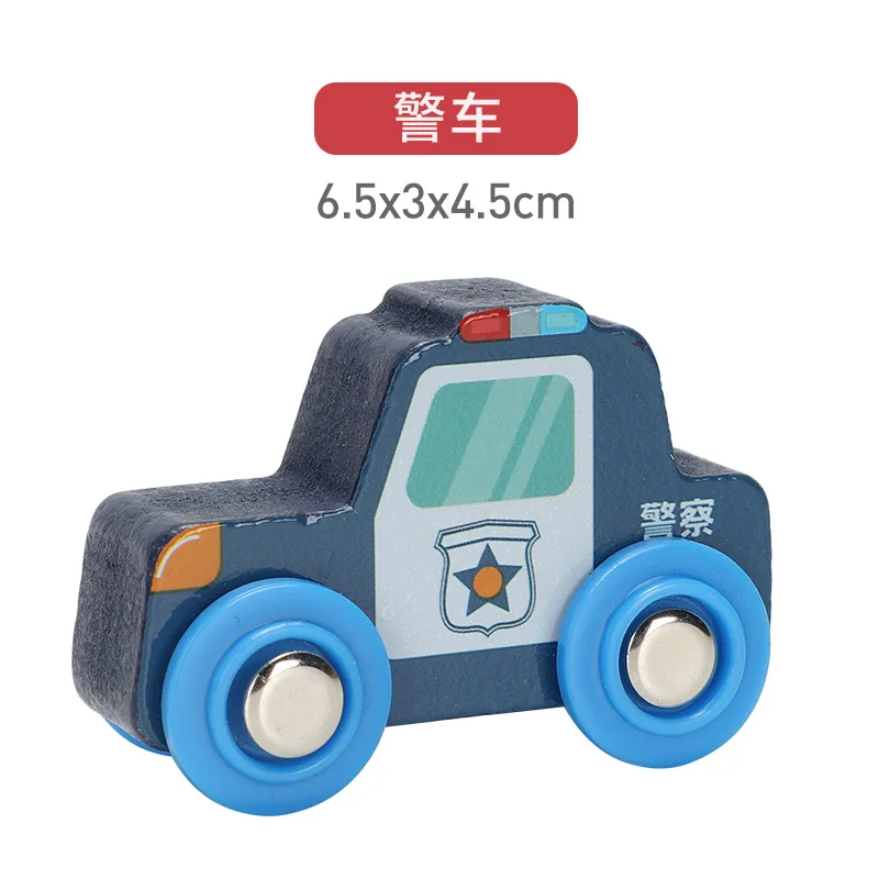 Children\'s Toy car magnetic wooden scene car fire truck car ambulance compatible wooden BR train children\'s toys W2