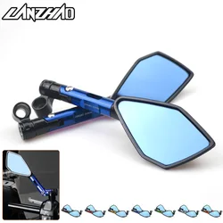 Universal CNC Aluminum Motorcycle Handlebar Rear View Mirrors Blue Anti-glare Mirror for Honda Yamaha Suzuki Scooter ktm