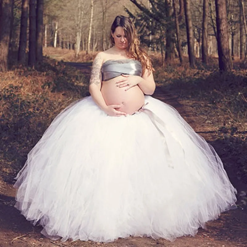 Fashion Handmade Bundle Tulle Tutu Skirts for Pregnant Woman Photography Props Full-Length Long Ballroom Tutu Faldas Saia Jupe