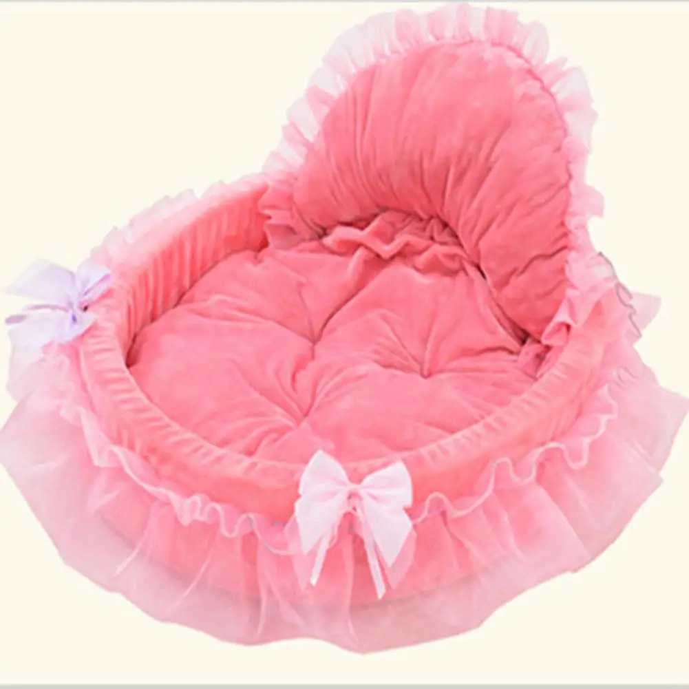 TINGHAO new Cat Dog Puppy Princess Bowknot Lace Ruffle Lovely Soft Bed Doghouse Pet Warm Bed 1