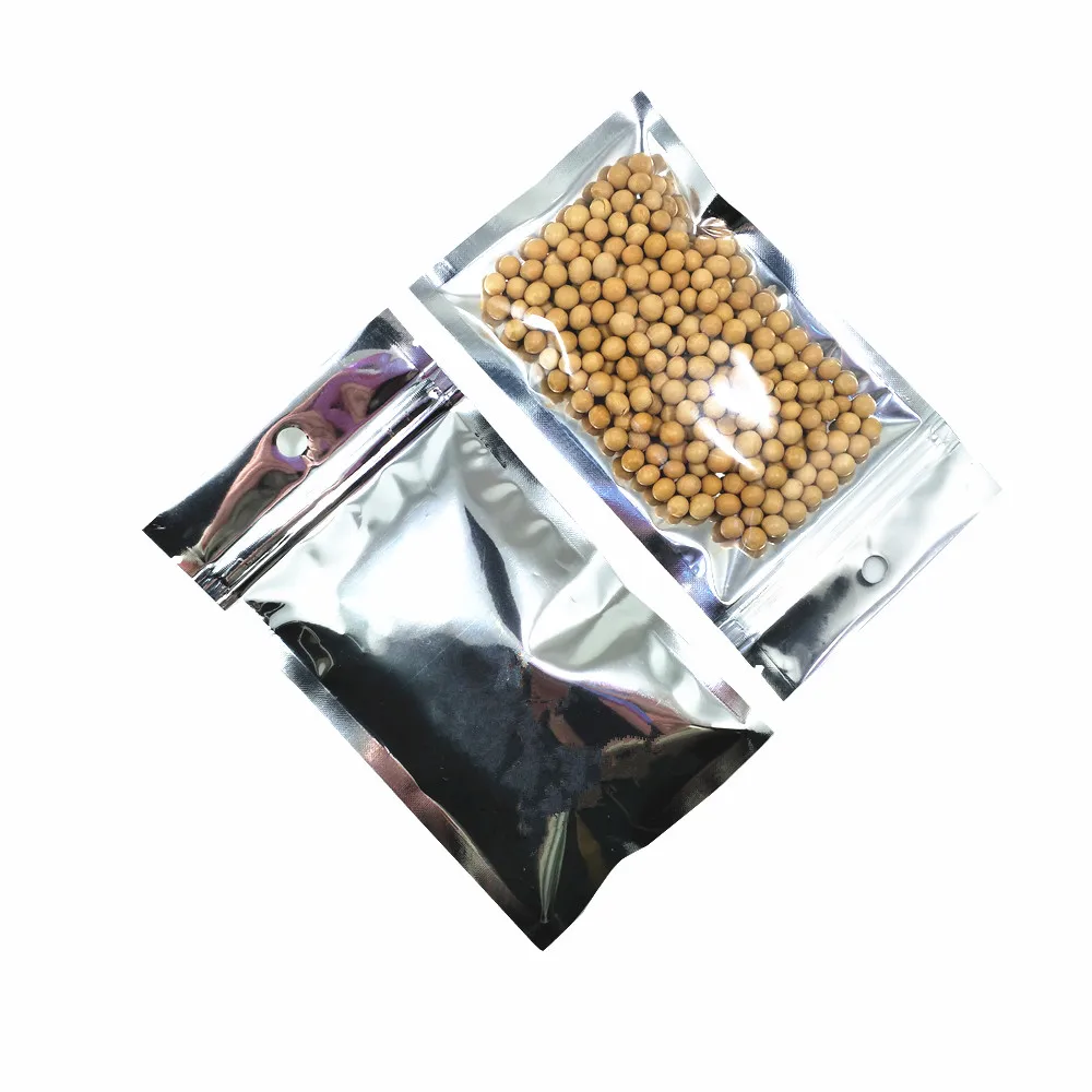 

100Pcs/Lot Aluminum Foil/ Clear Bag Self Seal Zipper Packing Bags Resealable Mylar Zipper Lock Food Packaging Bag Pouch 21 Sizes