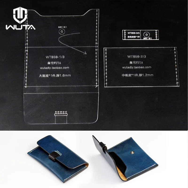 WUTA 858 Leather Craft  Pattern Acrylic Template DIY Small Card Holder Hand Sewing Template Leather Tool Set Sewing High Quality