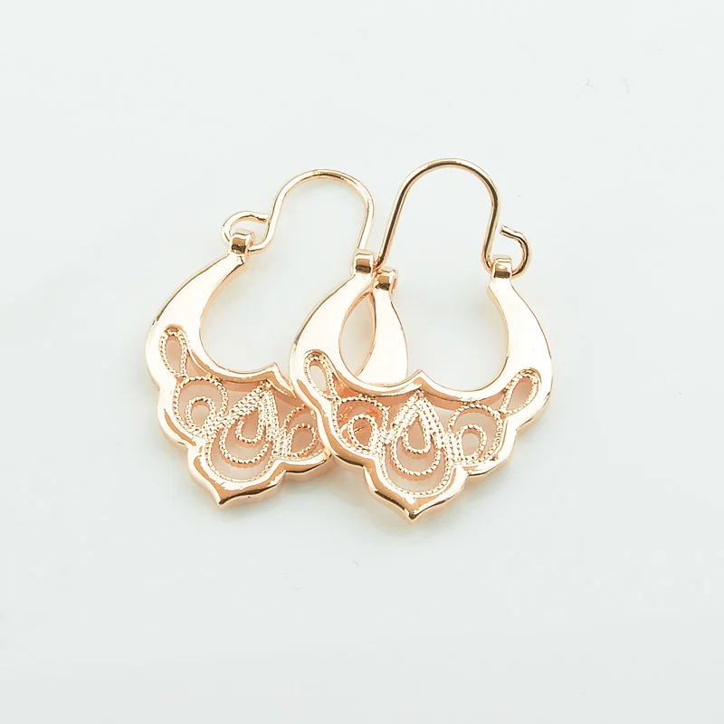 Popular Women 585 Rose Gold Color Weaving Without stone Drop Dangle Earrings