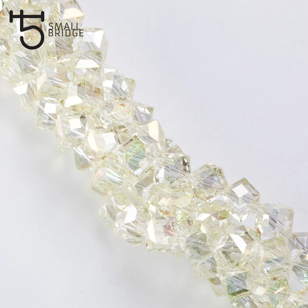 8mm Austria Faceted Square Glass Beads for Jewelry Making Diy Decoration Transparent Crystal Cube Beads Wholesale X301