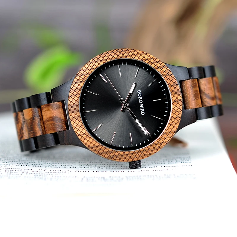 BOBO BIRD Men\'s Watch Sunglasses Set Wooden Timepieces Japan Movement Quartz Watches Men Great Custom Gift reloj hombre