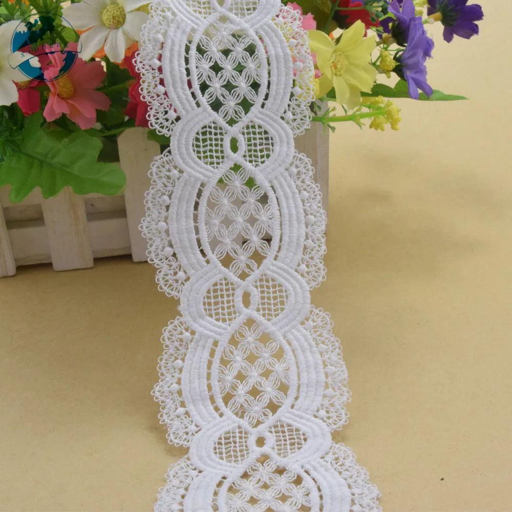 6cm wide white polyester embroidery lace french lace ribbon fabric guipure diy trims warp knitting sewing Accessories#3193