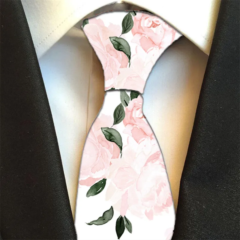 Fashion Funny Novelty Mens Ties 3D Printed Necktie Slim Skinny Narrow Ties 8CM Casual Flower Ties For Men Wedding Accessories