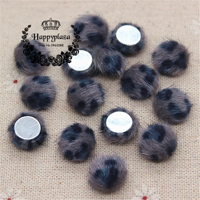 50pcs carino tessuto leopardo Hariy coperto bottoni rotondi giardino domestico Flatback Cabochon artigianato Scrapbooking fai da te