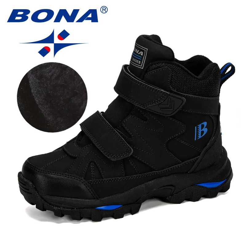 BONA New Popular Style Winter Children\'s Snow Boots Boys Girls Fashion Waterproof Warm Shoes Kids Thick Mid Non-Slip Boots