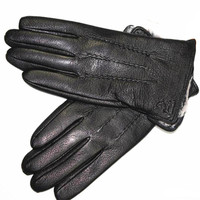 Goatskin Deerskin Gloves Men's Leather New Thin Fleece Lining Winter Warmth and Thickening Outdoor Motorcycle Riding and Driving