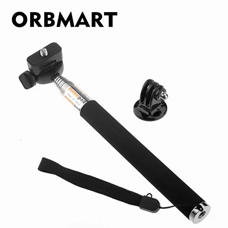 ORBMART Extendable Handheld  Selfie Stick Monopod + Mount Adapter for Gopro Hero DJI Insta 360 Xiaomi Sport Action Camera