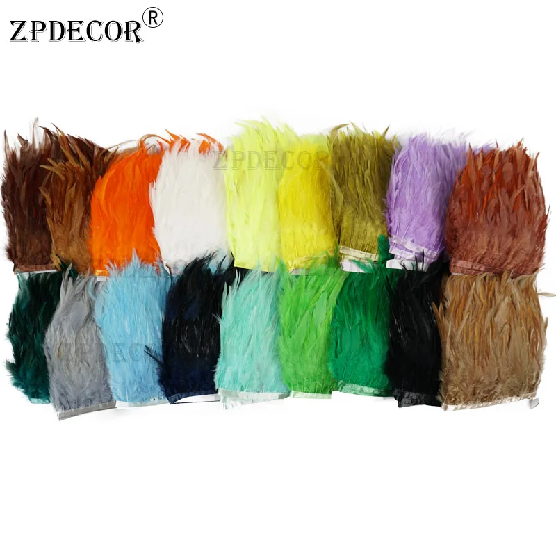 ZPDECOR Wholesale 10-15 cm 10 Yard Per pack Rooster Saddle Feathers Trim