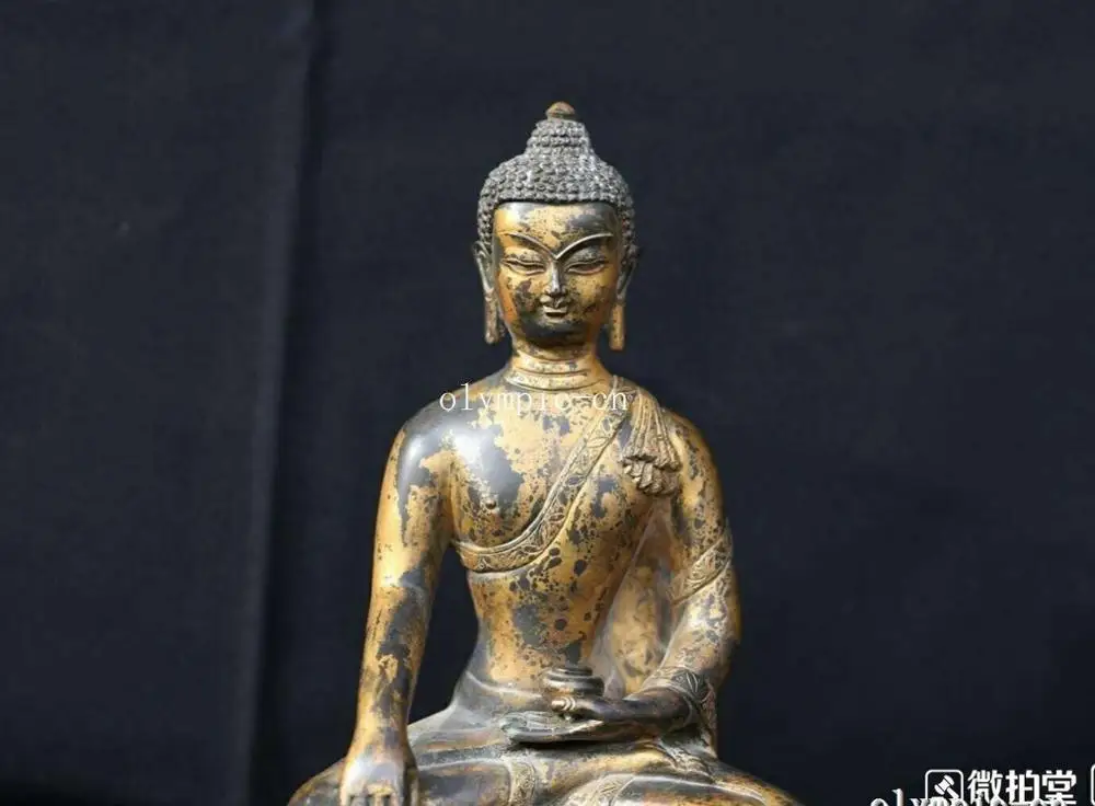 8'' Bronze red copper gold carved buddhism buddha Vairocana Sakyamuni statue