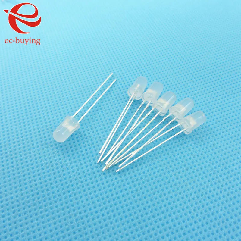 100pcs/lot F3 3mm Blue LED Round Light Emitting Diode Diffused Foggy Lamp Bead Plug-in DIY Kit Practice Wide Angle DIP