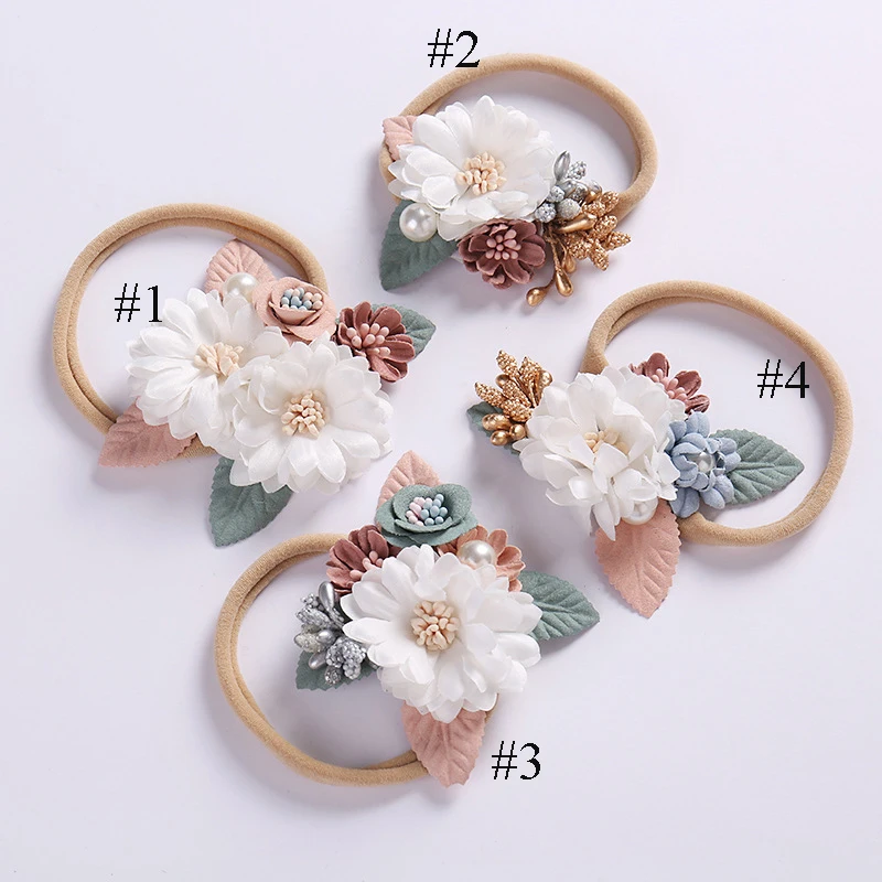 24pcs/lot,Boutique Princess Fabric Flower With Nylon Headband for Girls Kids Flower Headbands,Children Girl's Hair Accessories