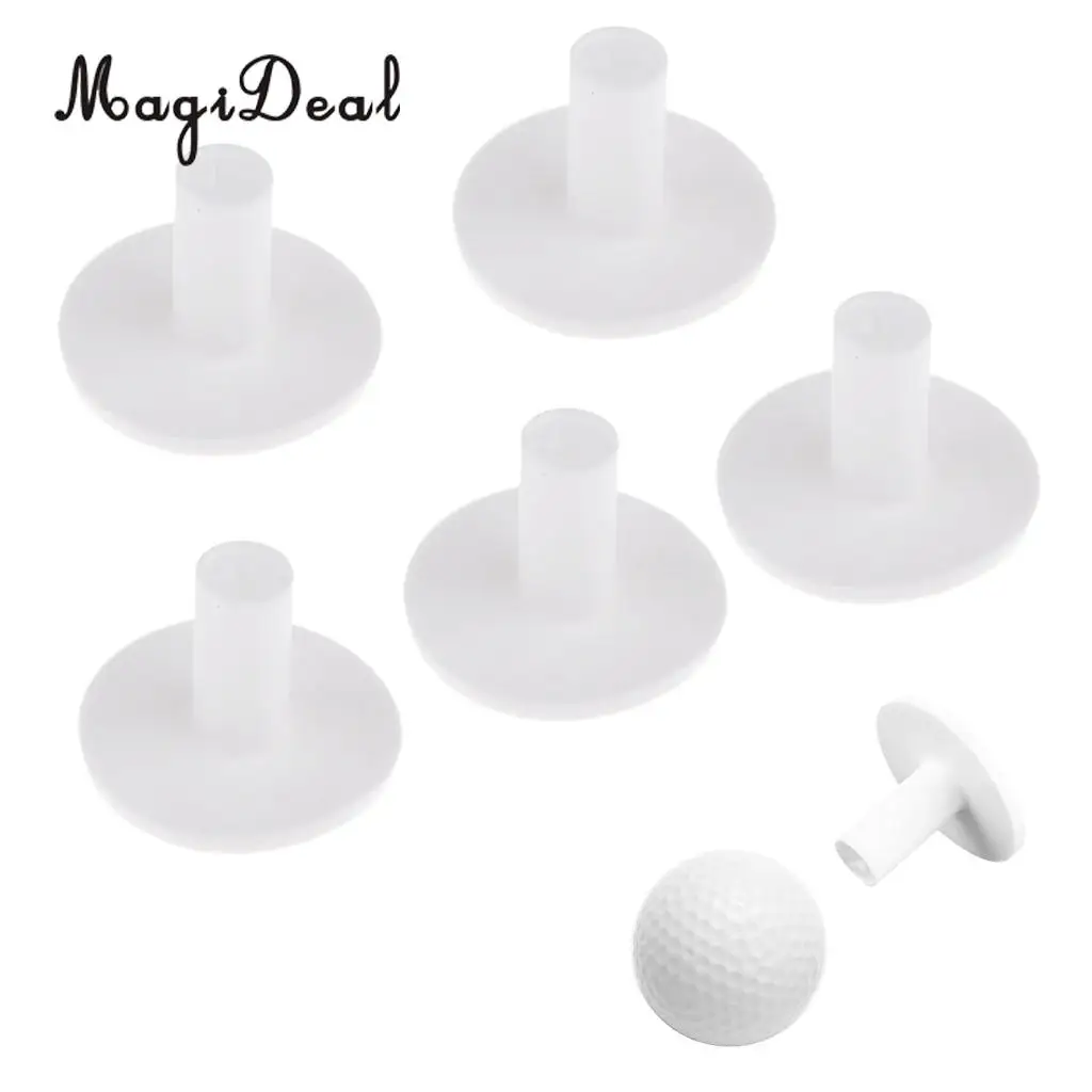 5Pcs/Pack Rubber Golf Tees Holder Golf Tee Driving Range Practice Mat 35mm Durable Golfer Accessories Training Tool - White