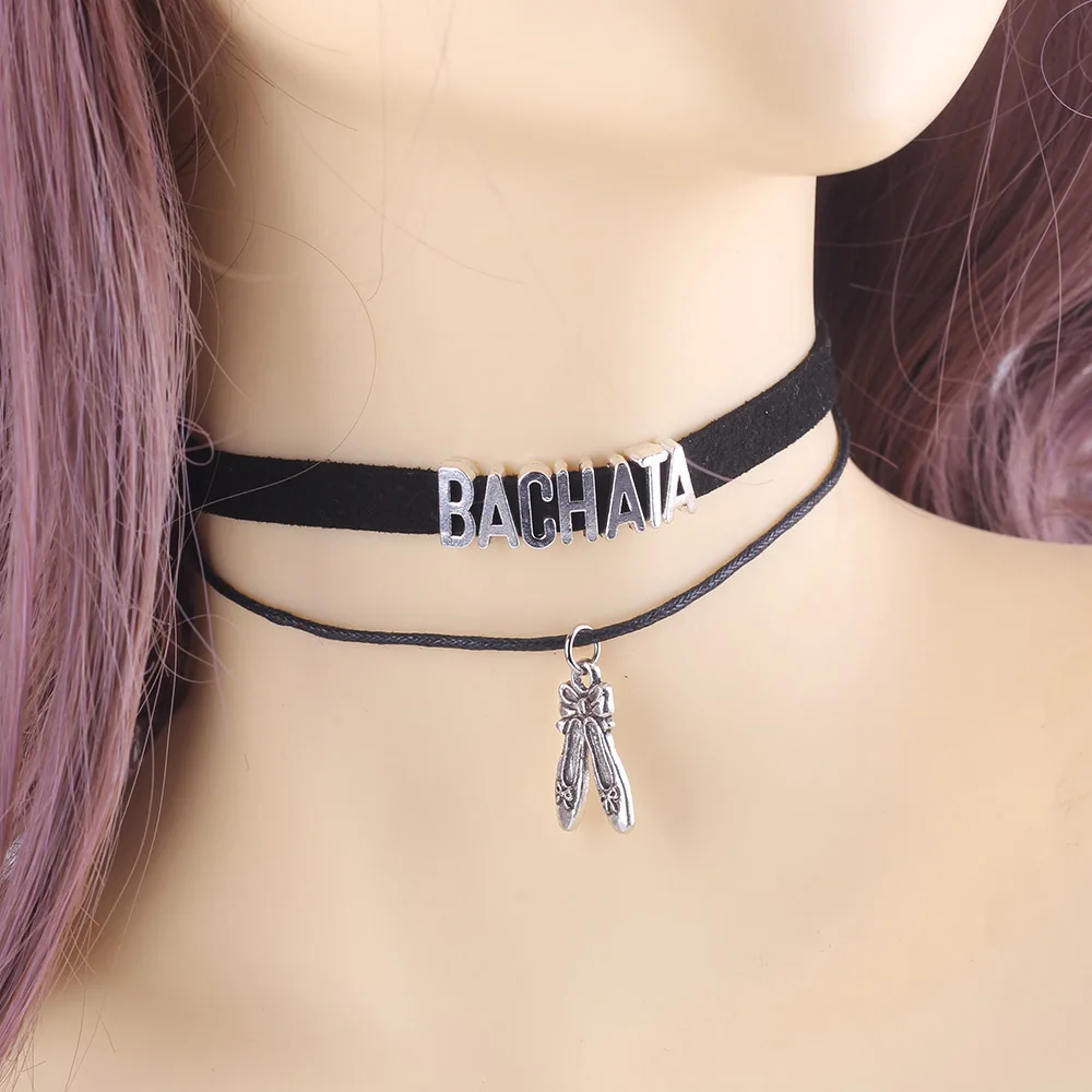 Gothic Dance KIZOMBA BACHATA SALSA ZOUK dancer Choker Necklace shoes Charm Pendant Velvet handmade Collar Jewelry for women