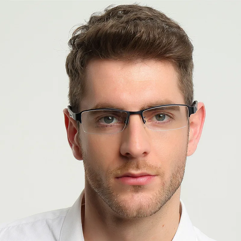 BCLEAR Men\'s business eyeglasses frame half frame glasses frame titanium alloy ultra-light myopic optical frames TR legs S2387