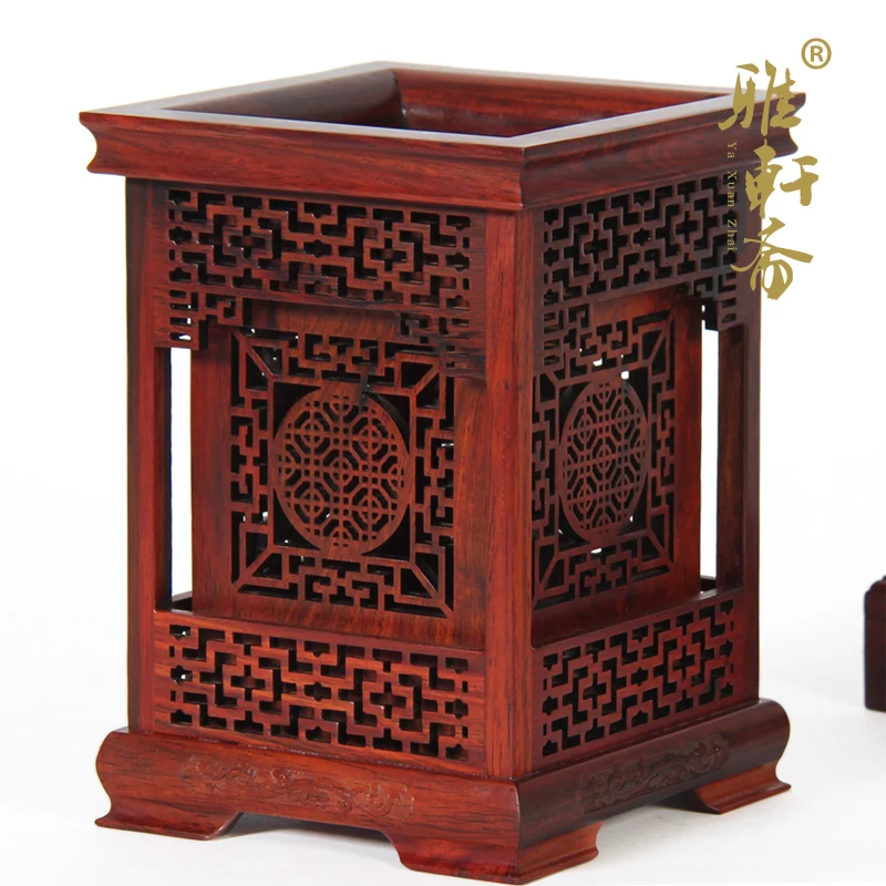 Mahogany business gift box notes Suanzhimu pen name card box frame box set hollow carved ornaments