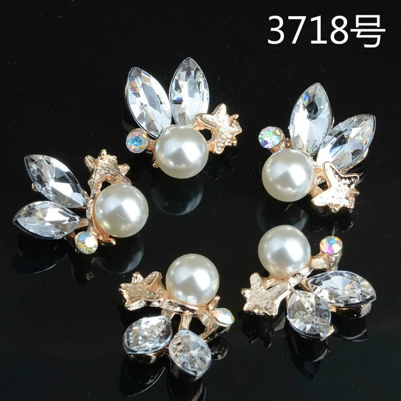 

50pcs 17*20mm Crystal Charms Simulated Pearl DIY Bracelet Hair Necklace Jewelry Accessory DIY Craft