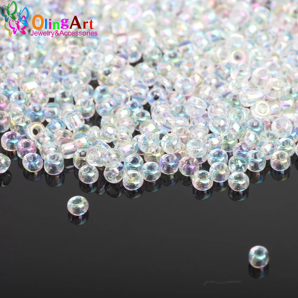 OlingArt 2MM 45G/lot Glass Seed Beads Multicolored transparent Round spacer bead DIY jewelry making 2023 New