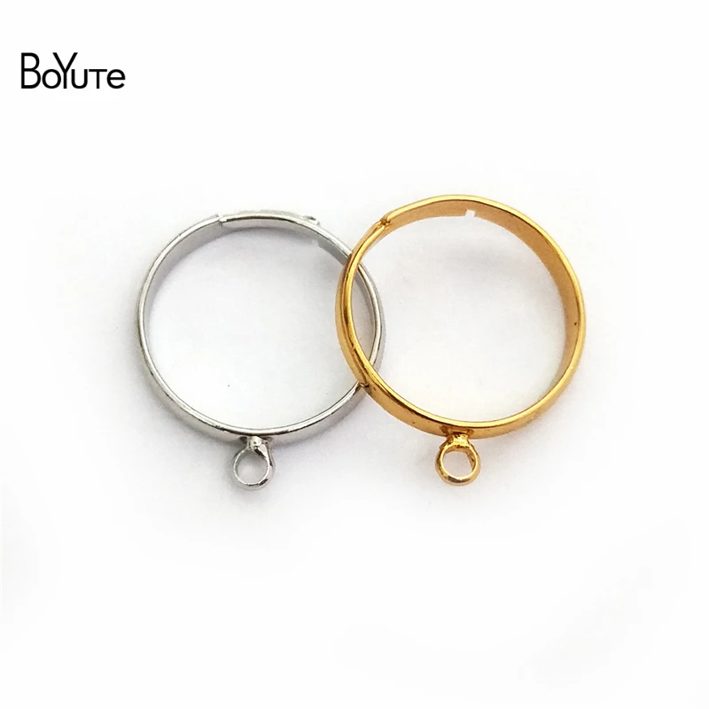BoYuTe (50 Pieces/Lot) 5 Colors Inner 18MM Diameter Adjustable Ring Base Settings with One Loop Diy Jewelry Accessories Parts image 2