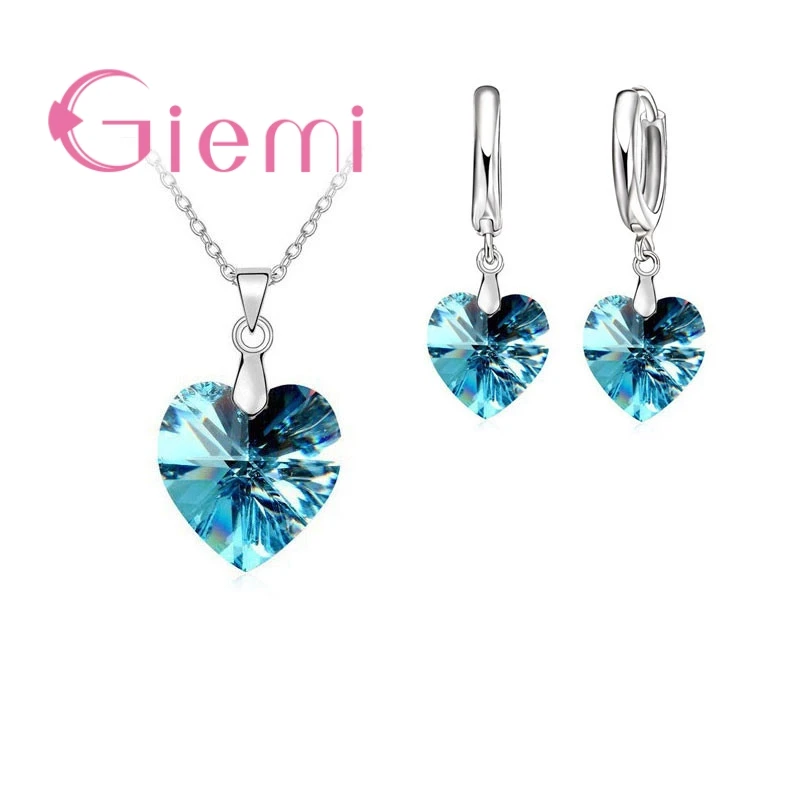 Ensembles de colliers de la présidence pour filles, boucles d'oreilles en argent 925, coeur exquis, cristal autrichien, accessoires de mariage pour dames, vente chaude