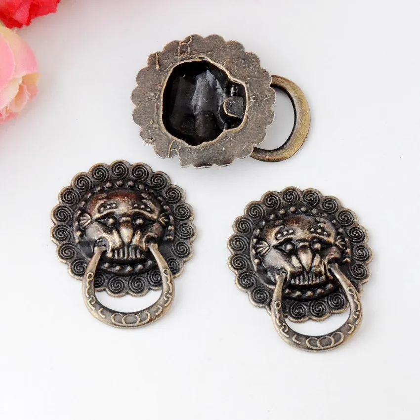 

20PCs Jewelry Wooden Box Pull Handle Dresser Drawer For Cabinet Door Round Antique Bronze Lion Face Carved 23mm J2836