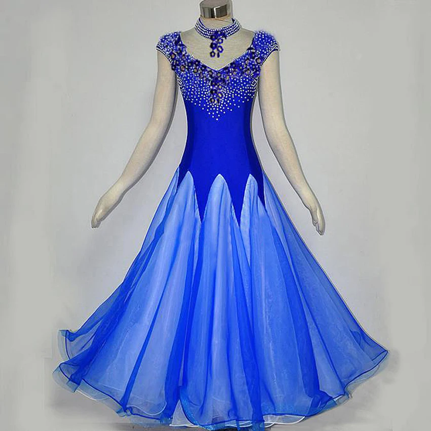 Blue ballroom dance competition dresses dance ballroom waltz dresses fringe modern dance costumes ballroom dress foxtrot dress