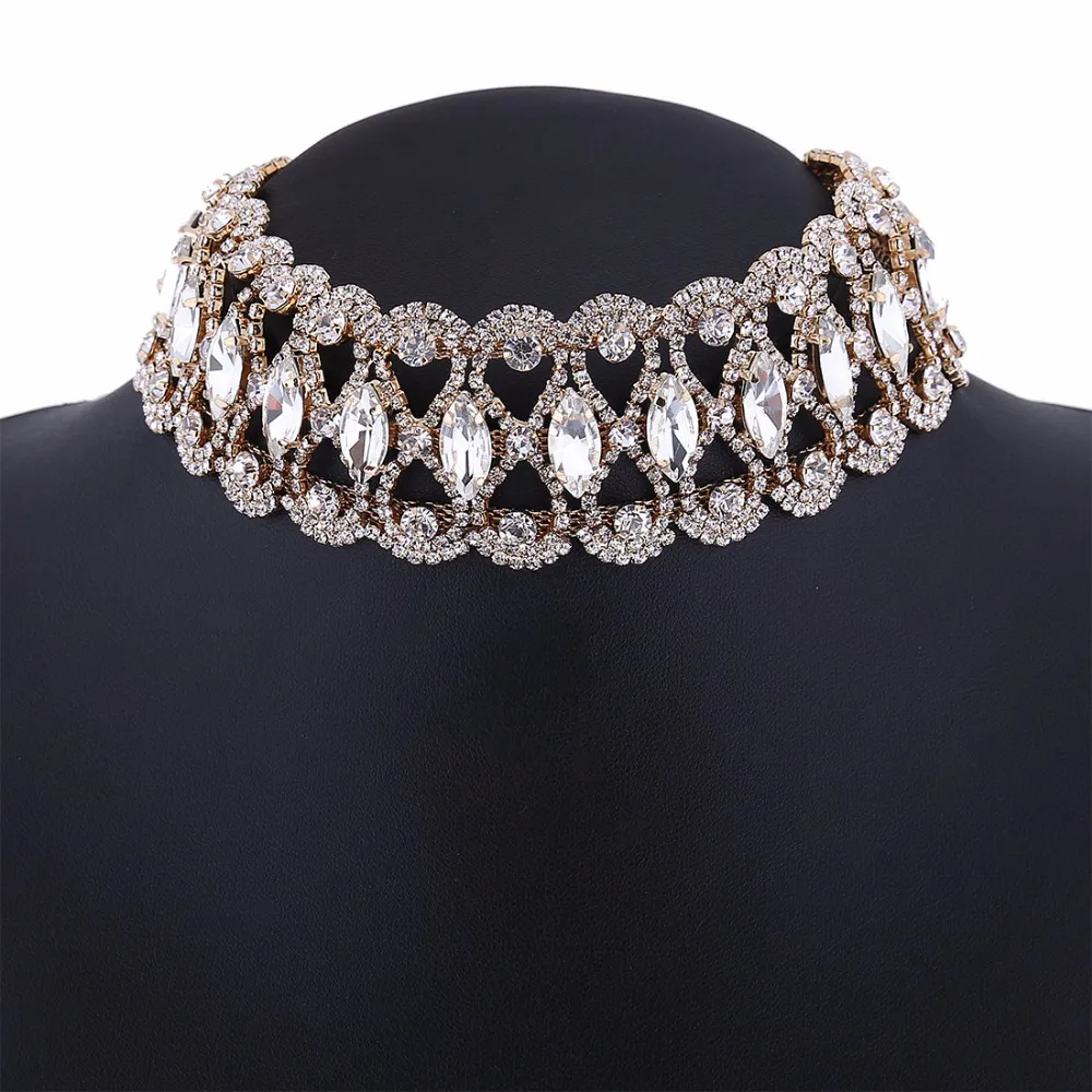 Rhinestone Choker Necklace 2023 Statement Necklaces For Women Big Fashion Necklace Collar Party Chunky Necklace Collier Bijoux