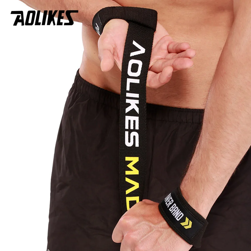 AOLIKES 1 Pair Weightlifting Wristband Sport Professional Training Hand Bands Wrist Support Straps Wraps Guards For Gym Fitness