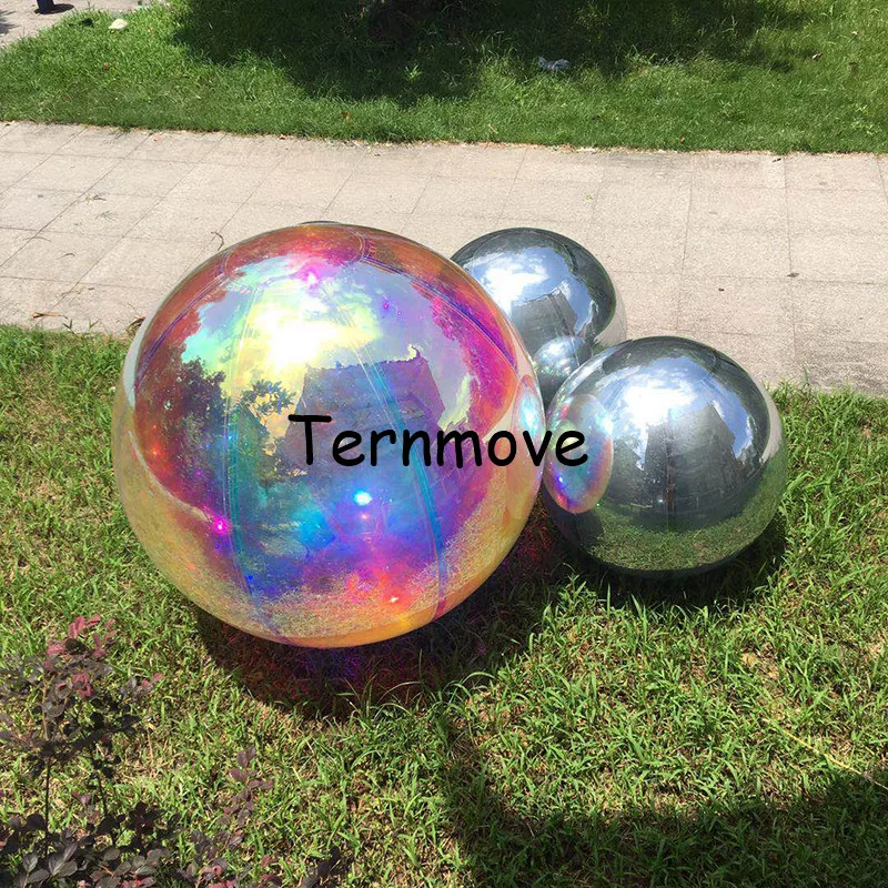 

pvc inflatable closed air magic color mirror ball, colorful display ball, used for hanging decoration in the mall